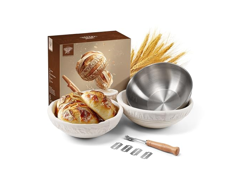 Banneton Bread Proofing Basket Round Rattan Sourdough Starter Kit
