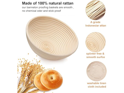 1Kg 9 Inch Oval Banneton Custom Big Size Bread Baking Kit Rectangle Rattan