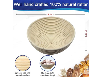 9 Inch Round Bread Banneton Proofing Basket Set of 2