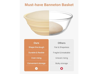 Banneton Rectangular Round Bread 10 Inch Oval Bakset Wicker Lined 7 Baskets