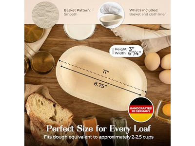 Professional Oval Banneton Mold with Spruce Wood & Rattan