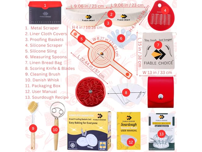 Proofing Basket Set Of 2 Round And Oval 3Pcs Bread Banneton 5Pcs Hot Sale