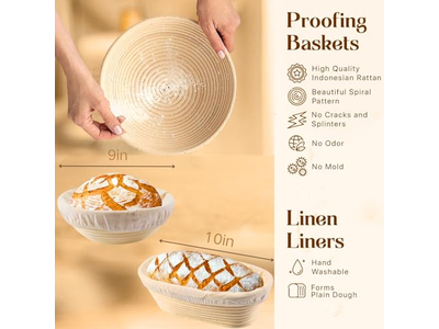 Rattan Bread Baskets Banneton Proofing Bowl Basket Benetton 23Cm