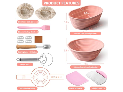 Round Oval Fermentation Basket Vine Bread PP Banetone Baguette Cake Knit